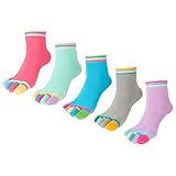 UILYNIU Pack of 5 Toe Socks,Five Finger Socks Running Socks,Women Pilates Low Cut Five Finger Toe Socks Cotton Rich Liner Ankle Socks, Trainer Socks with Toes,Men's Cotton Sports Socks (Pack of 5)