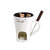 Schokoladen Fondue Becher Set, 130ml Keramik Schokoladenfondue Tasse, Schokoladen-Hot-Pot-Schmelzbecher, mit Gabel und Teelicht, Mehrzweck Chocolate Fondue Set für Käse Schokolade Butter（White）