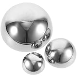 YARNOW Reflektierende Edelstahl Gartenkugeln 3 Stück Halbkugeln 60mm 90mm 150mm Hohlkugeln für Gartendeko Außenbereich mit Spiegelglanz Oberfläche