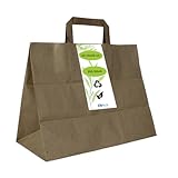 Enpack - 250 Papiertüten braun mit Henkel - Geschenktüten für kleine Geschenke 32+16x26 cm - Papiertragetaschen aus Kraftpapier - Braune Papiertüten - Papier Geschenktaschen zum befüllen