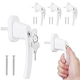 kwmobile Fenstergriff abschließbar - Fensterverriegelung mit Knopf und Schlüssel - Fensterschloss - Fenster Kindersicherung - Sicherheitsfenstergriff - 4 Stück - Weiß