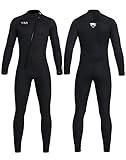 KREVZ 3mm Neoprenanzug Herren Damen Neopren Tauchanzüge Ganzkörper-Tauchanzüge, Frontreißverschluss Langarm Stretch Tauchhaut zum Schwimmen Schnorcheln Tauchen Surfen Wassersport
