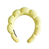 ELDTEC 1 x Spa-Stirnband für Damen, geschwollenes Make-up-Stirnband, rutschfest, breites Frottee-Schwamm-Stirnband für Hautpflege, Gesichtswäsche, Make-up-Entfernung, Dusche, Gesichtsmaske (gelb)
