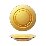 Duralex® LYS Amber Tiefteller / Suppenteller 6er Set 23 cm für Müsli, Suppe, Nudeln und mehr, Gold, 3011DF