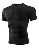 Niksa 1/2/3 Stück Funktionsshirt Herren,Kompressionsshirt Männer Kurzarm Sportshirt Rundhalsausschnitt Atmungsaktiv Laufshirt für Running Workout Fitness A-Schwarz (1 Stück) M