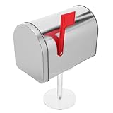 Mipcase Kleiner Briefkasten aus Wasserdichtem Weißblech mit Ständer Kompakter Metall Briefkasten für Garten Büro und Miniatur Dekoration