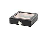 BigSmoke Zigarren Humidor mit Glasdeckel und Zedernholz Furnier, Befeuchter, Hygrometer und Trennwand - Schöne Zigarrenkiste für Einsteiger und Zigarrenliebhaber - Für 30 Zigarren - Schwarz