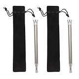 BUGUUYO Teleskopisches Edelstahl Feuergebläse 2 Stück Tragbares Camping Blasrohr für Lagerfeuer Feuerstarter für Outdoor Picknick Wandern und Grill
