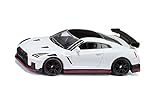siku 1579, Nissan GT-R Nismo, Spielzeug-Auto, Metall/Kunststoff, Schwarz/Weiß, Mit Gummireifen und Heckflügel