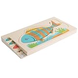 Kinderpuzzles - Fischförmiges Legespiel Als Denkspielzeug | Pädagogische Holzpuzzles Für Vorschule Und Kindergarten | Für Kinder, Und Mädchen Als Geschenk Zum Geburtstag Oder Feiertag