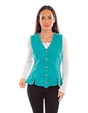 Scully Westernweste für Damen, Knopfleiste vorne, Leder, Überwendlingsstich, F0_L1102, Türkis/Ausflug, einfarbig (Getaway Solids), X-Groß