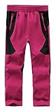 Dizoboee Kinder-Schneehose für Jungen, wasserdicht, winddicht, mit Fleece gefüttert, Outdoor-Ski-Wanderhose, Rot/Schwarz, Large
