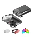 PHOTOOLEX Mini Kamerablitz - G01 Camera Flash, GN16 Blitz Speedlite mit Farbbildschirm für Canon Nikon Sony Panasonic Olympus Fujifilm Pentax DSLR Standard Hot Shoe Kamera, eingebaute 2000mAh Akku