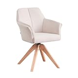 B&D home Esszimmerstuhl Daisy, Drehstuhl Armlehnenstuhl Sessel Polsterstuhl Loungesessel für Küche, Wohnzimmer, Esszimmer Büro, modern skandinavisch Design, Webstoff Creme, 1 Stück, 11109-CREM-1