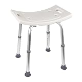 Ez2care Duschhocker, Höhenverstellbar Duschstuhl, rutschfest Badhocker, Duschsitz belastbar bis 136kg, Stabil Badewannensitz, Aluminium Stuhl für Dusche (32,5 bis 45,7 cm)