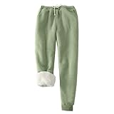 Discounter Thermo Fleece Leggings Damen Gefütterte Strumpfhose Kompressionsleggins Dicke Hosen Hohe Taille Laufhose Winter Wärme Thermohose Winter Leggings mit Taschen Damen(#01 Mint Green,L)