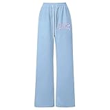 Generisch Mädchen-Jogginghose mit Schleife Kordelzug, lockere Passform, leicht, gerades Bein, sportlich, lässig, für Spiel Alltag (Blue, 140)