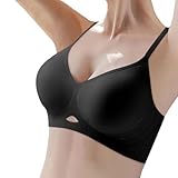 nahtloser bh ohne bügel, Bh Damen Ohne Bügel Push Up Vollständiger Seamless Bügellos Bustier Bra Sportbh Bequemer Starker Halt Damen-Bhs Bhs Nahtloser Elegant Bralette Sportunterwäsche,Schwarz,L