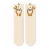 HINAYOSAN Leichte Socken für den Alltag, gekämmter Baumwollstoff, flexibel zum Spazierengehen, einfache Pflege, maschinenwaschbar, Baumwollsocken, Shiba Inu, S-XXL