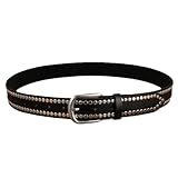 AGUTALITHIC Damen Herren Kreisförmiger Nietengürtel Gürtel Aus PU-Leder Golden/Silberne Rundnieten Taillengürtel Riemen Für Jeans, Hosen Und Kleider(110cm/43, Black)