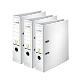 Original Falken 3er Pack PP-Color Ordner. Made in Germany. 8 cm breit DIN A4 weiß Vegan Kunststoff-Ordner Ringordner Aktenordner Briefordner Büroordner Plastikordner Schlitzordner