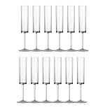 Swiixxer Sektflöten, 170 Ml, Quadratisch, Sektgläser mit Stiel, Wiederverwendbar, für Hochzeiten, Toastgläser, 12 Stück, Transparent