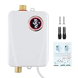 Mini Durchlauferhitzer, 3500W 220V Untertischspeicher Mini Elektrische Warmwasserbereite mit LED-Temperaturanzeige, Elektronisch Geregelter Durchlauferhitzer für Dusche, Badezimmer, Küche