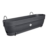 elho Vibia Campana Balkonkasten Allin1 70 mit Wasserreservoir - Übertopf für Balkon - 100% recyceltem Plastik - Ø 70.4 x H 17.7 cm - Schwarz/Anthrazit