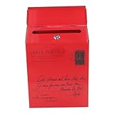 Rengue Briefkasten aus Eisen, an der Wand Montierter Briefkasten Im Rustikalen Stil mit Schloss, Wasserdichter Vorschlagskasten für Zuhause und Büro (Kleine Buchstaben in Rot)