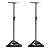 COSTWAY 2er Set Lautsprecherständer, Boxenständer 97-157cm höhenverstellbar mit stabilem Dreiecksfuß, Bodenständer bis 50kg Belastbar