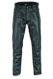 Texpeed Lederjeans Herren Rindsleder Oben genarbtes Echtleder - Lässige Motorrad Biker Lederhose Schwarz - XL