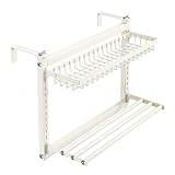 FUANA Verstellbarer Heizkörper-Trockenständer für Kleidung, hitzebeständig bis 120**, 5 kg Tragkraft, platzsparendes Design mit Netzablage und Aufhängestange, Weiß