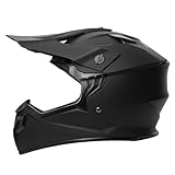 Motocross Helm Damen Herren, ECE 22.06 Zertifizierung Motorradhelm, Jugend Motorrad Downhill Full Face ATV Helm, Cycling Helmet With Visor, MTB Cross Helm Kinder Mit Belüftung Entlüftung(Black,L)