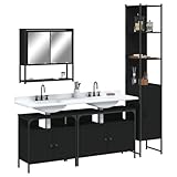 ShGaxin 4-TLG. Badmöbel-Set Schwarz Holzwerkstoff, Badezimmermöbel, Waschtischunterschrank, Unterschrank Badezimmer, Bad Möbel, Badezimmerschrank - 3214685