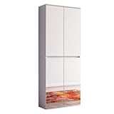 trendteam smart living - Mirror - Garderobenschrank - Weiß - Mehrzweckschrank mit reichlich Stauraum - (BxHxT) 74 x 191 x 34 cm - 1 Kleiderstange und 6 Einlegeböden - Kratzfest