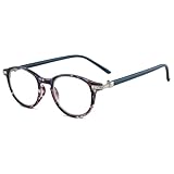 KOOSUFA Modern Anti Blaulicht Lesebrille Damen Herren Schildpattgestell Runde Lesebrillen Lesehilfen Anti Müdigkeit Brille Blau, 2.25
