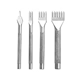 Ptdfjspt 4 StüCk WeißEs, Rutschfestes Diamantschliff-DIY-Lederwerkzeug für Leder, SchräGer Flachschnitt, Galvanisierung, HandgenäHtes Diamantschliffloch (5 Mm)