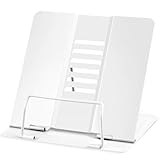 WUGU Buchständer Metall, verstellbarer Faltbarer Buchständer kinder, Multifunktionales Metall-Lesegestell für Halten von Redeentwürfen, Lehrbüchern, iPads, Rezepten(Weiß)