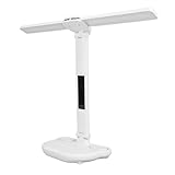 Acouto Schreibtischlampe, Stufenlos, 3 Farbtemperaturen, Touch-Steuerung, Multifunktional, Faltbar, Tisch-Leselampe mit Stifthalter, Rund, Gleichmäßig, Bürolampe, Technologie, Lampenschirm und Auge