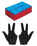 TPZORJX Billardkreide, 6 Stück Queuekreide,Wird mit 1 Paar Handschuhen geliefert,Billardzubehör,rutschfeste Pool Queue Kreide, Premium-Queue-Kreide-Set für Profi- und Heimspieler