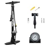 3min19sec Standpumpe alle Ventile bis 11 Bar - Standluftpumpe mit Manometer 47 mm Ø - E-Bike, MTB oder Rennrad Pumpe I Fahrrad Luftpumpe französisches Ventil, Auto-Ventil & Dunlop I Fahrradpumpe