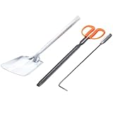 GLEAVI 1 Satz Kaminbesteck 3 Stück aus Robustem Metall mit Feuerhaken Mittlerer Kohleschaufel und Feuerzange für Kamin Ofen und Grill Ergonomisches Kaminzubehör für Haus und Garten