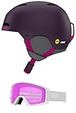 Giro Ledge MIPS Kombi-Pack Skihelm, Snowboardhelm mit passender Brille, Matt Pink Street/Dylan White Flake, S (52–55,5 cm)