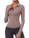 Rapbin Sportjacke Damen Fitness Langarm Sportshirt für Fitness Funktionsshirt mit Reißverschluss und Daumenloch (Haiyueyan,XL)