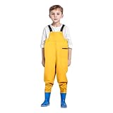 Generisch Kinder Wathose Mit Gummistiefel Kuschelig Kinderwathose Latzhose Mit Verstellbar Hosenträgern Und Reißverschlusstaschen Strapazierfähige Matschhose Überziehhose Buddelhose Gelb 34
