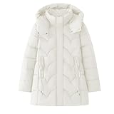 Wintermantel Damen Lang Daunenjacke Winter Warm Daunenmantel Dicke Thermo Winterjacke Elegant Puffer Jacke Langarm Steppjacke Mit Taschen Steppmantel Kuschelig Einfarbig Kapuzenjacke Winddicht
