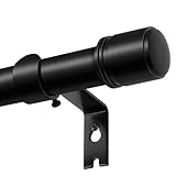 HOTOZON 2 Stück Gardinenstange Schwarz 80-148 cm, 25 mm Durchmesser Vorhangstange Ausziehbare, Teleskop Gardinenstange Fenster mit Kappenknäufen mit Halterungen, Gardinenstangen für Wohnzimmer
