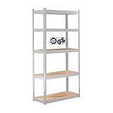 Arebos Schwerlastregal 180x90x40 cm | 875kg Tragkraft | 0,63 mm | 5 MDF-Platten | Einfache Montage durch Stecksystem Regal Lagerregal Kellerregal Steckregal Werkstattregal | Silber