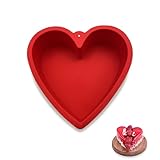 YMTWSRY Backform Herz, Silikon Kuchenform Groß Antihaft Silikonform Backen 22cm Torte Silikonformen Tortenform Herzform Kuchenformen Herzbackform für Herzkuchen Pudding Schichtkuchen (Rot)