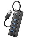iDsonix 4-Port USB Hub 3.0 Hub für Laptop, Tragbarer Reise-USB-Hub mit LED-Anzeige für MacBook Pro/Air, Windows, Mac OS, Linux Flash Drive, Mobile HDD